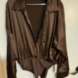 Commense Brown Satin Blouse